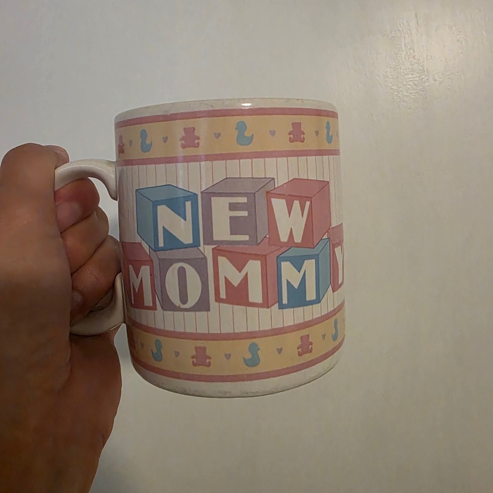 Vintage Russ Berrie‎ New Mommy Coffee Mug 80s 90s Baby Shower Gift Ceramic